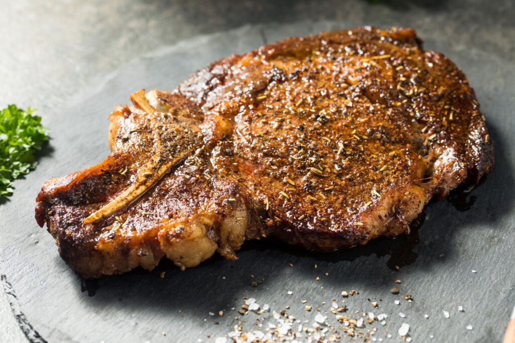 Grain Fed Bone In Ribeye Steak American Grazed Beef