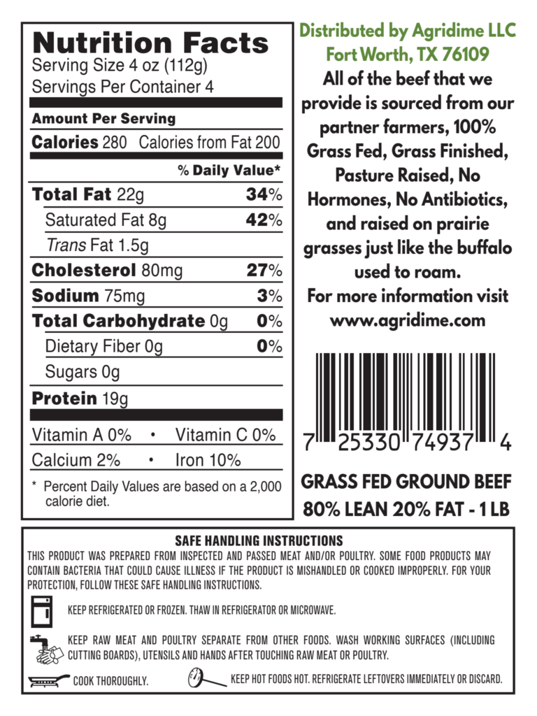 Grass Fed 80 20 Ground Beef 1lb American Grazed Beef